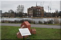 Silent Raid memorial, by the lake in Burgess Park