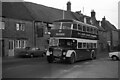 Hutchings & Cornelius bus passing the Phelips Arms, Montacute ? 1971