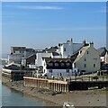 Riverside buildings from the footbridge over the Adur