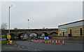 The A62 going under a railway viaduct, Huddersfield