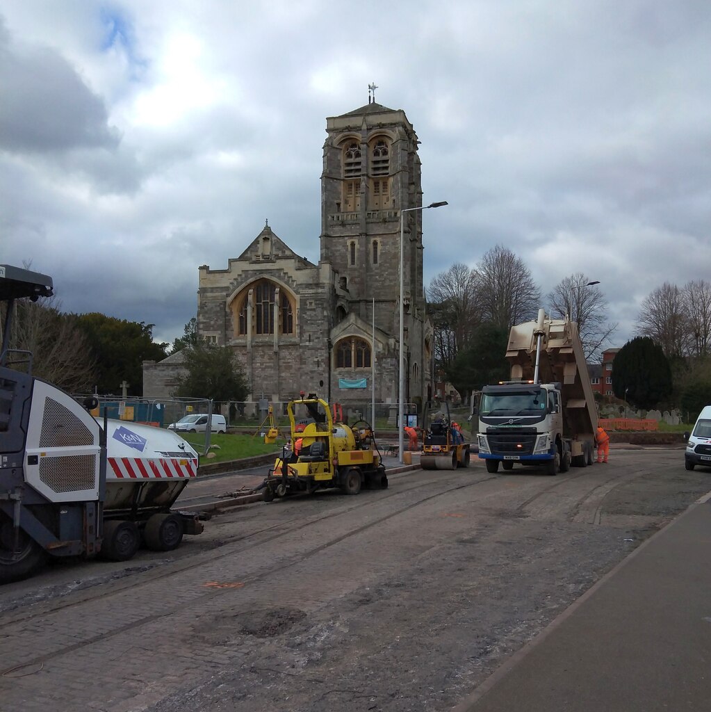 Resurfacing Hele Road, Exeter and the... © David Smith :: Geograph ...