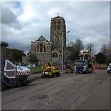 SX9193 : Resurfacing Hele Road, Exeter and the old tram tracks by David Smith