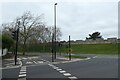 Traffic lights across Barbican Road