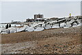 Lancing Beach: Large boulder breakwater