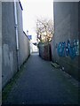 Bleak entry connecting Main Street and Valentia Place, Newcastle