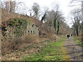 Wal gynnal ar ochr cyn reilffordd / Retaining wall on former railway