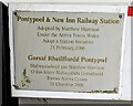 Pontypool & New Inn Railway Station adoption plaque