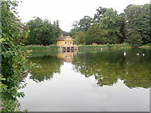 SK9339 : Boathouse at the south end of Boathouse Pond by Eirian Evans