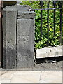 Benchmark on Capel Seion fence post, Bridge Street, Corwen