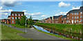 Canal and modern housing in North Kidderminster, Worcestershire