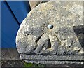 Rivet benchmark on roadside wall, Bentley Lane, Meanwood