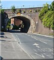 NE side of a railway bridge in the centre of Stonehouse, Gloucestershire