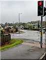 Traffic lights at the western end of Chapel Lane, Cwmbran