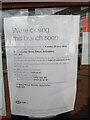 Closure Notice at HSBC Bank branch, Bicester