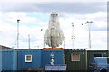 View of a lightbulb on Trinity Buoy Wharf