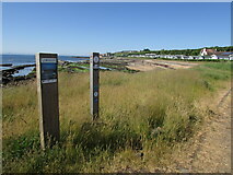 NO5804 : Signs on the Fife Coastal Path by Bill Kasman