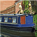 Narrowboat and wood sculptures near Kidderminster