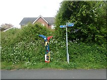 SJ3569 : Sustrans mile marker, NCN5, Seahill by David Smith