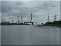 SJ2870 : River Dee, pylons and Flintshire Bridge by David Smith