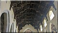 Double-hammer beam roof at Church of All Saints, Hitcham