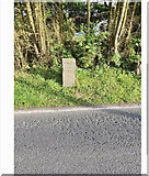 SN3652 : Old Milestone by the A487, Plwmp, Llandysiliogogo Parish by Phillip Bradley