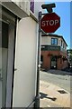 SH5872 : Stop sign at the junction of Mount Street and the High Street, Bangor by Meirion