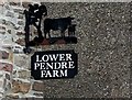 Lower Pendre Farm name sign, Llangors, Powys