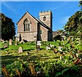 SO1128 : Village churchyard and church, Llanfihangel Talyllyn, Powys by Jaggery