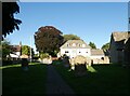 St Andrew, Wanborough: shadows in the churchyard