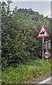 Warning sign - horse riders, Pengenffordd, Powys