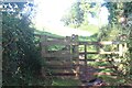 Gate on path into hillside field, Fleet