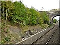 From a Swindon-Bristol train, railway electrification in progress at Cocklebury Lane bridge