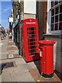 Wonky telephone kiosk on High Street Rochester