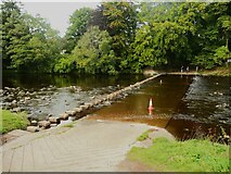 NY9939 : Ford and stepping stones across the River Weir, Stanhope by Humphrey Bolton