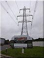 Pylon and cables over Lichfield Business Park