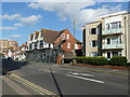 A block of flats, and the Ginger Pig restaurant, Hove Street, Hove