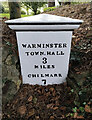 Old Milepost by primary school, High Street, Sutton Veny parish