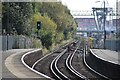 Railway tracks looking eastward through Redbridge Station