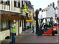 Putting up the Christmas lights, West Street, Faversham