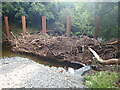 Debris trapped from the storm swollen Shimna by the Roughing Grill