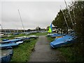 NZ7412 : Dinghies  stored  in  front  of  sailing  club  house, Scaling  Dam by Martin Dawes