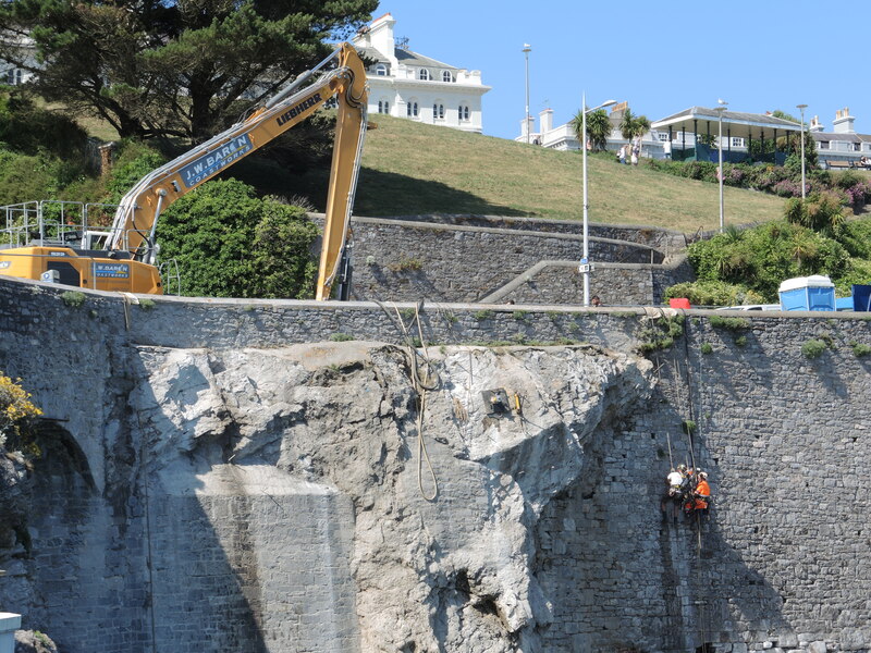 Shoring up the shore wall \u00a9 Neil Owen :: Geograph Britain and Ireland