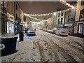 SD2878 : Christmas decorations in the snow, King Street, Ulverston by Rich Tea
