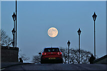 NT7233 : The Cold Moon over Kelso Bridge by Walter Baxter