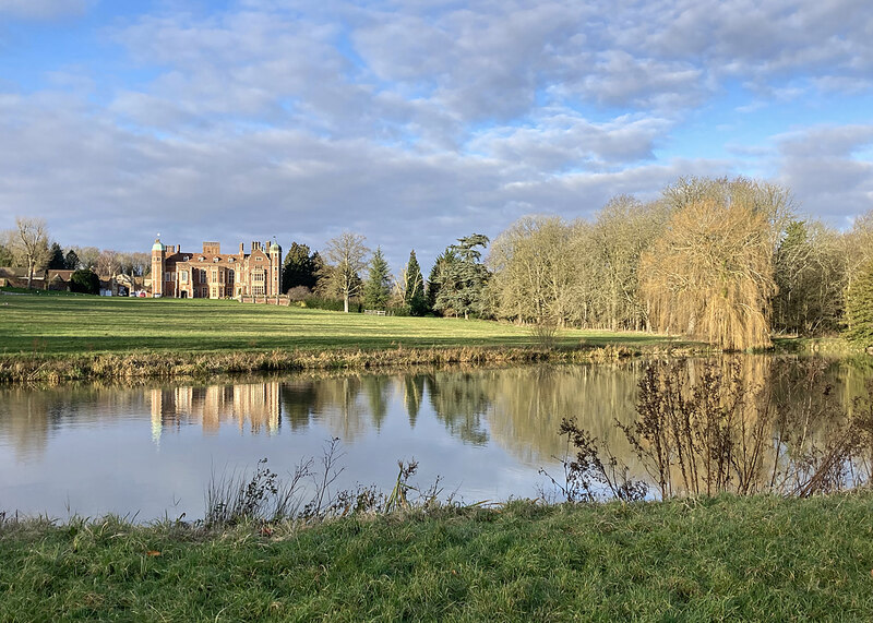 Madingley Hall and lake in January © John Sutton :: Geograph Britain ...