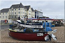SZ9398 : Fishing boats on the beach east of Bognor Pier by David Martin