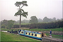 SJ6542 : Narrowboat in Audlem Locks No 7, Cheshire by Roger  D Kidd