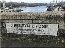 SW7834 : Bridge marker on Penryn Bridge by P Barnett