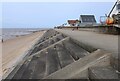 TF6638 : Sea wall, Heacham North Beach by Hugh Venables
