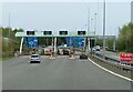 The toll plaza at junction T4 of the M6 Toll